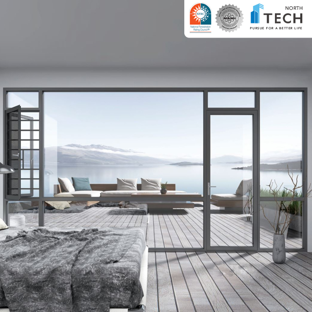 Northtech skräddarsydd värmeisolering energisparande bruten bro aluminium panoramafönster