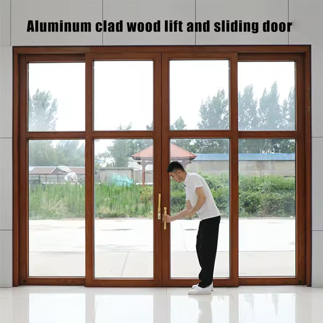 Теплоізоляція та захист навколишнього середовища Дерев’яні розсувні двері, покриті алюмінієм