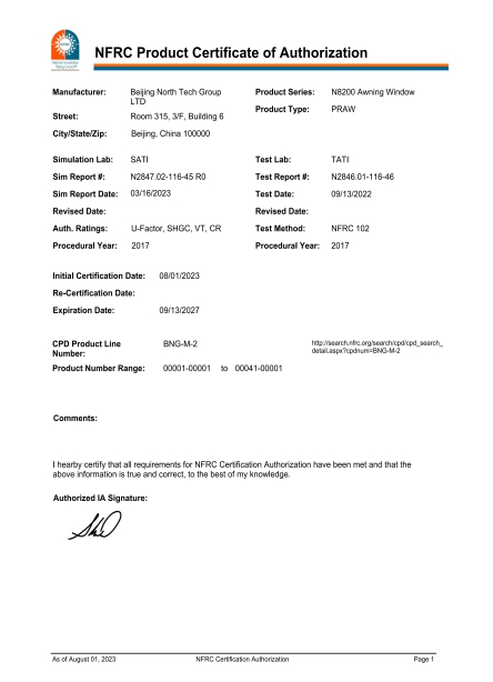 NFRC Certification for Energy Efficiency