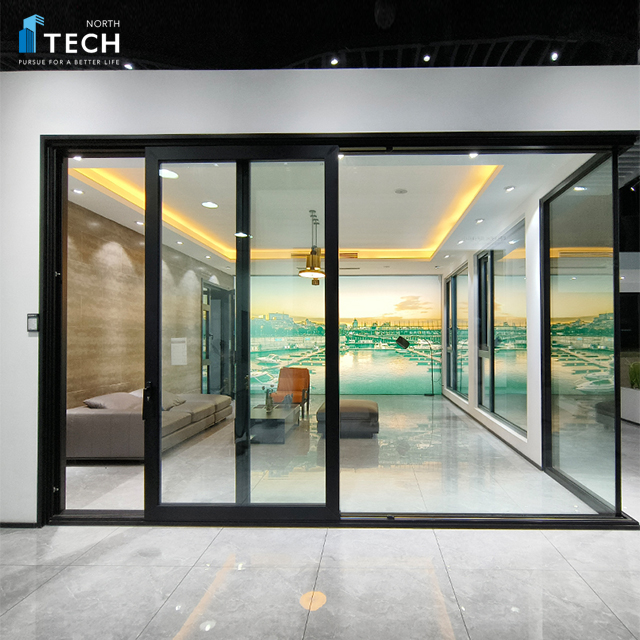 Insulated patio door installation showing thermal break technology